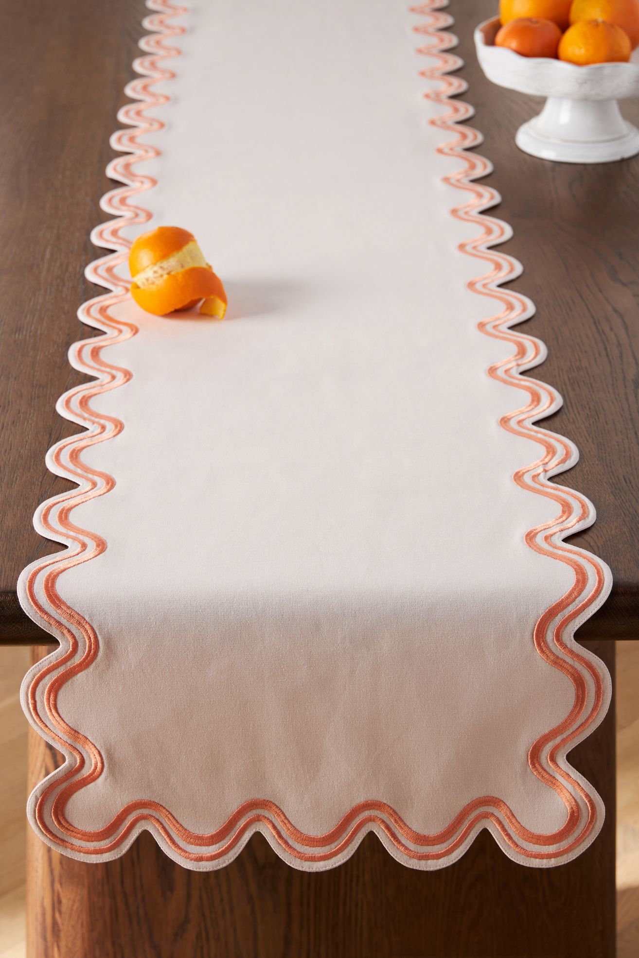 Madeline Embroidered Table Runner - Pink, One Size