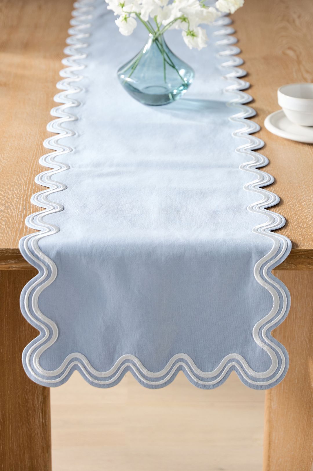 Madeline Embroidered Table Runner - HYDRANGEA, Standard, One Size
