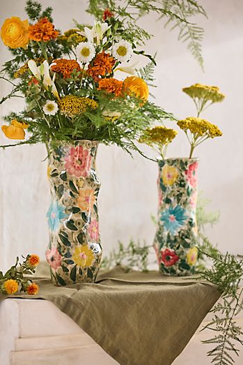 Watercolor Florals Ceramic Vase