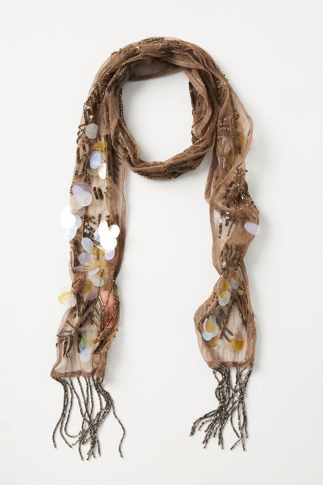 By Anthropologie Sheer Embellished Scarf #1