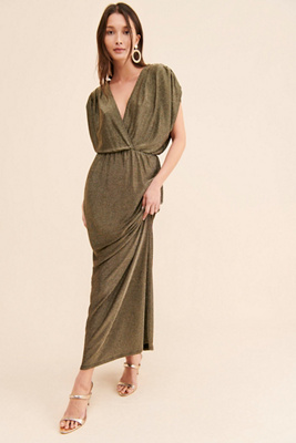 fraiche by j ruched jersey maxi dress Fraiche By J Ruched Long Sleeve Mock Neck Jersey Dress in Gray Size Large  $88