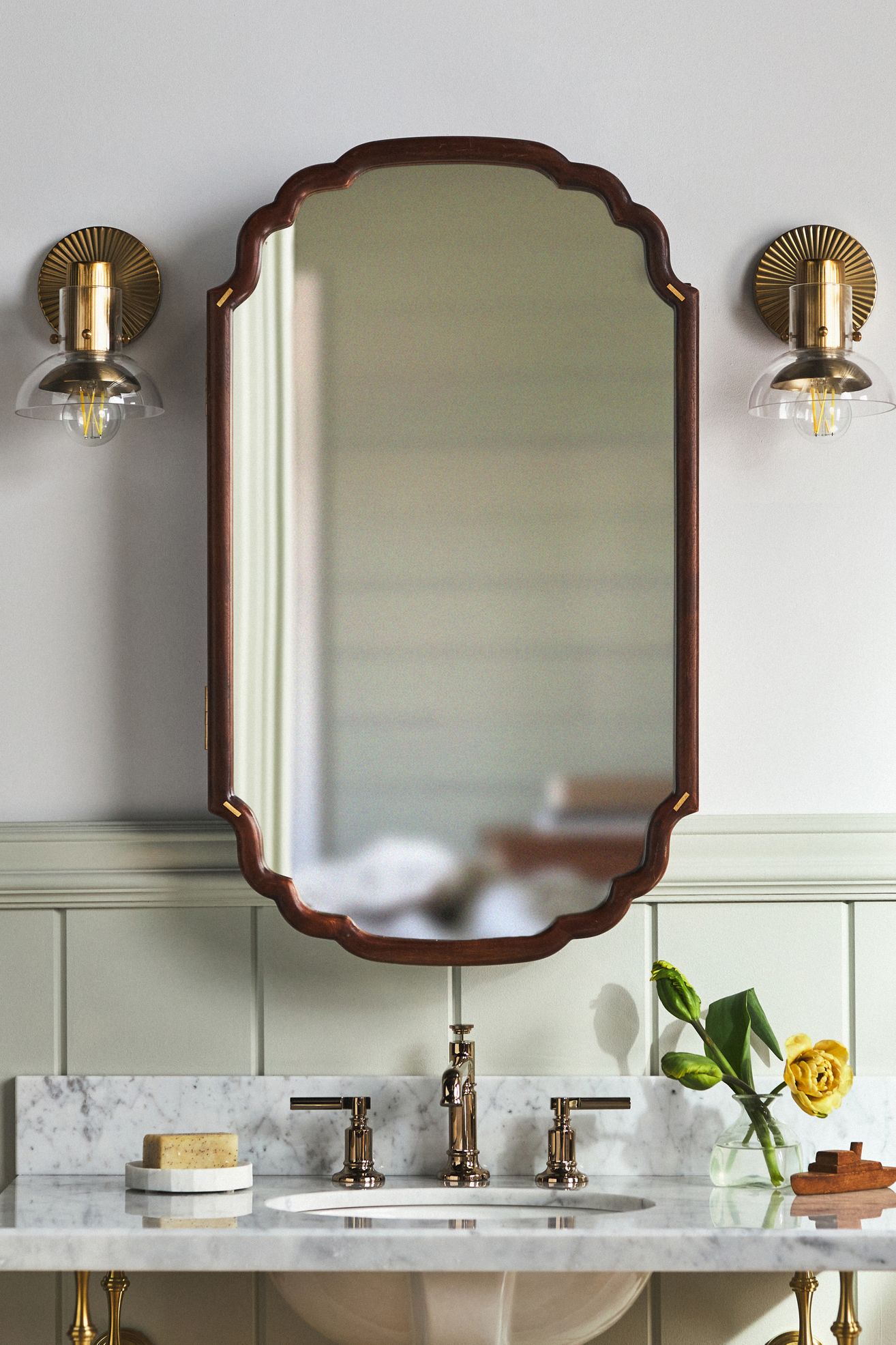 Alia Acacia Wood Mirrored Medicine Cabinet - Acacia Brass, Standard, One Size