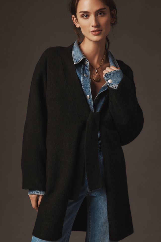 Flat White Tie-Front Cardigan Sweater #2