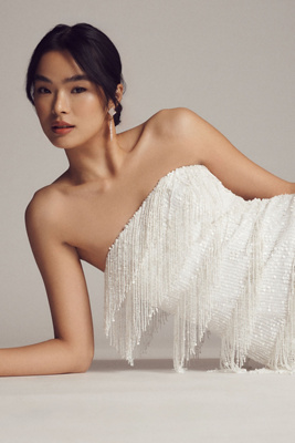 knee length dresses for ladies Sequin Fringe Short Sleeveless Dress by Ladivine CD780 – ABC Fashion