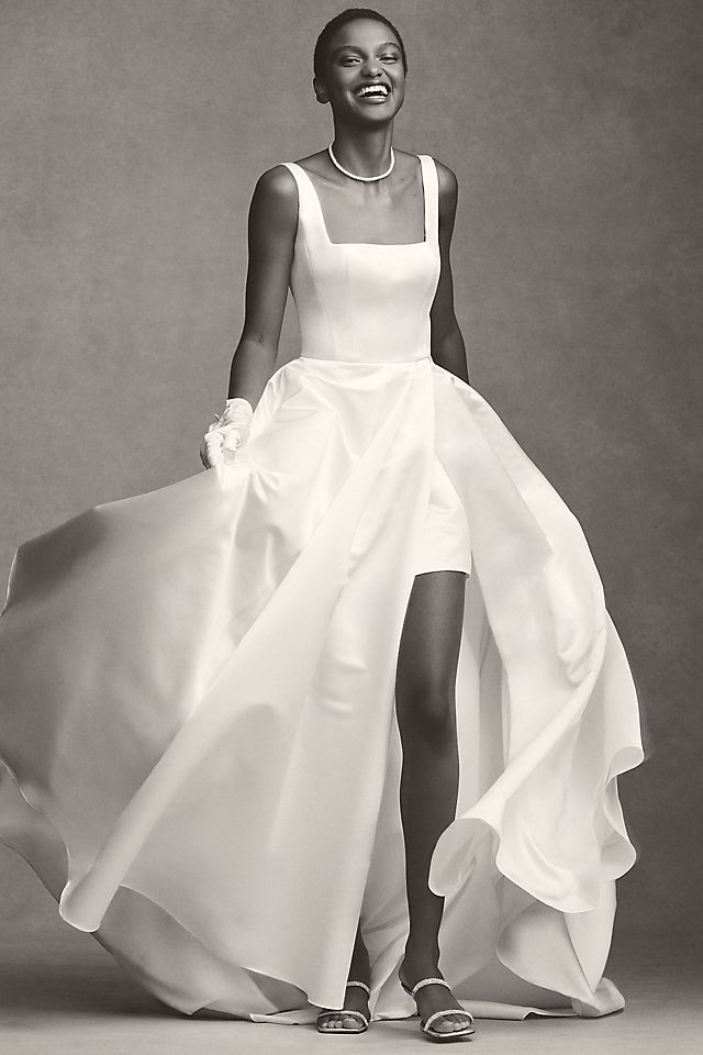 square neck a line wedding dress Neckline Dresses line silhouette that dances around your figure with every step Simple A Line Wedding Dress