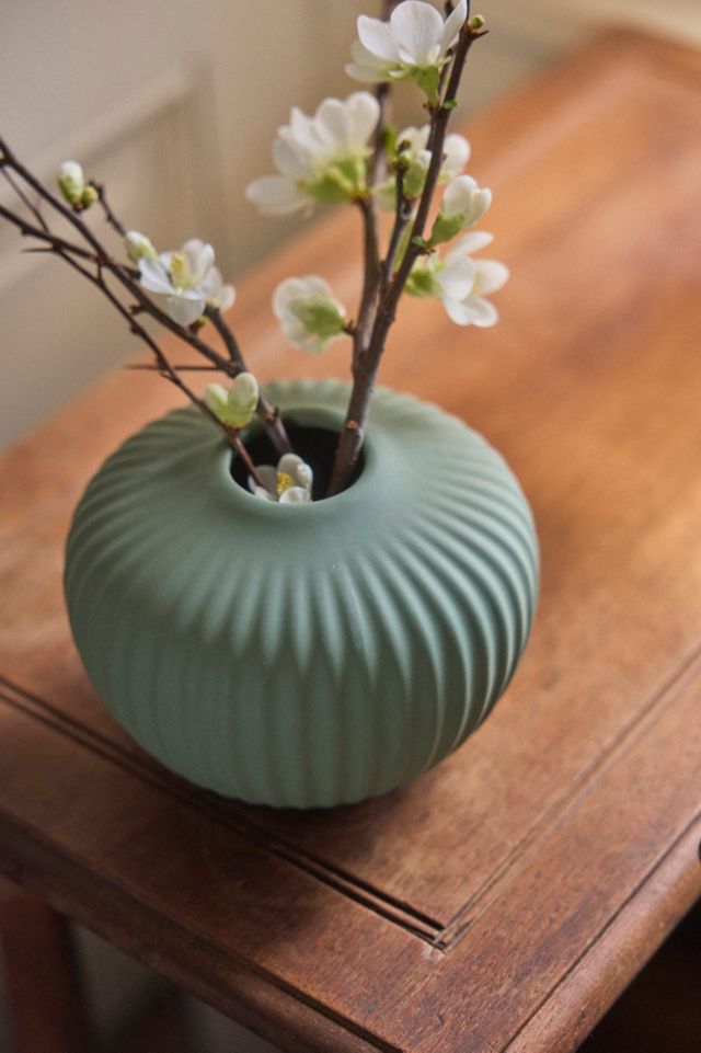 Round Ridged Ceramic Bud Vase, Low #2