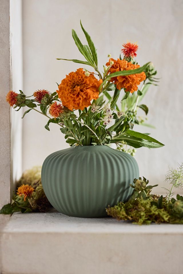 Round Ridged Ceramic Bud Vase, Low #1