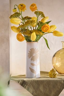 Terrain Floral Stem Ceramic Vase In White