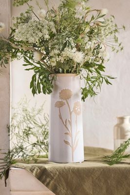 Terrain Floral Bunch Ceramic Vase In White