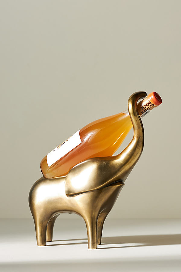 Anthropologie Jai Wine Bottle Holder In Gold
