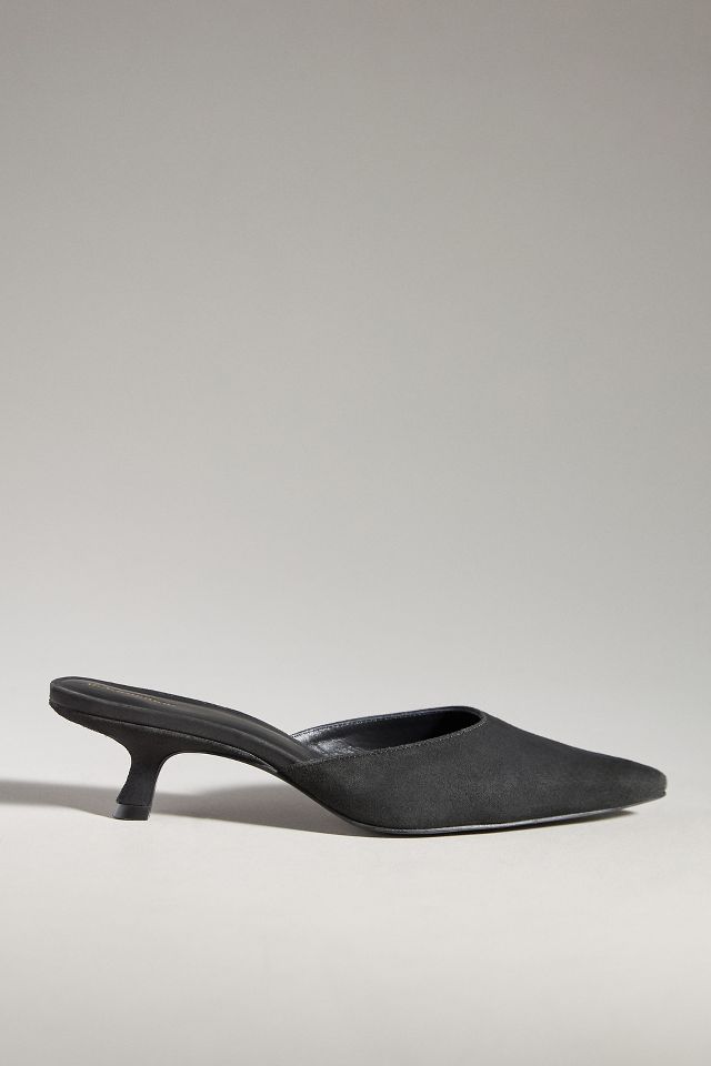 Black kitten heel discount mules