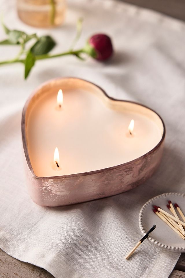 Marbled Glass Heart Candle