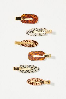 By Anthropologie Mixed Shapes Resin Creaseless Hair Clips, Set Of 4 In Multicolor