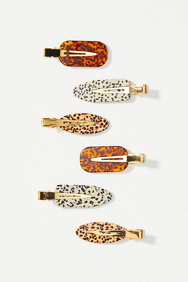 By Anthropologie Mixed Shapes Resin Creaseless Hair Clips, Set Of 4 In Multicolor