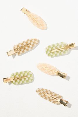 By Anthropologie Mixed Shapes Resin Creaseless Hair Clips, Set Of 4 In Pink