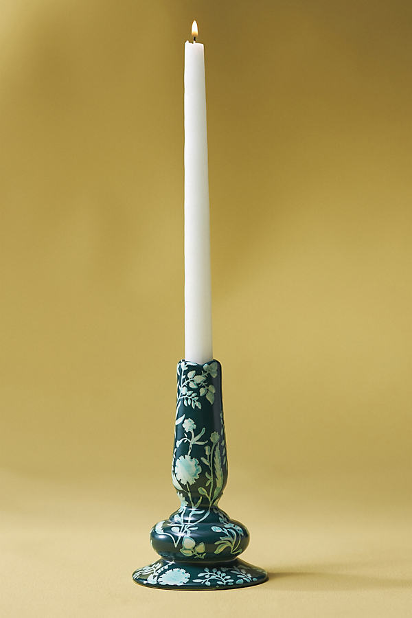 Amanda Blue Ceramic Taper Candle Holder