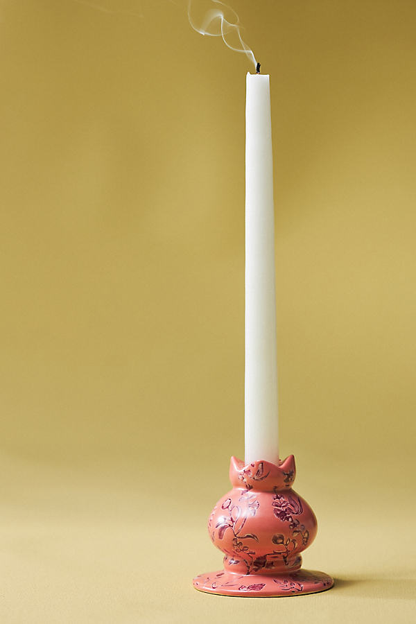 Amanda Pink Ceramic Taper Candle Holder