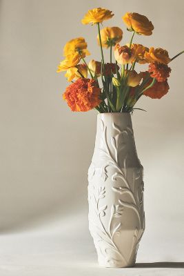 Anthropologie Brynn Tall Ceramic Vase In White