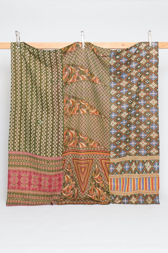 Anchal Queen Vintage Kantha Quilt No. Q230429 | Anthropologie