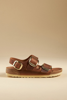 Shop Birkenstock Milano Big Buckle Oiled Leather Sandals In Multicolor