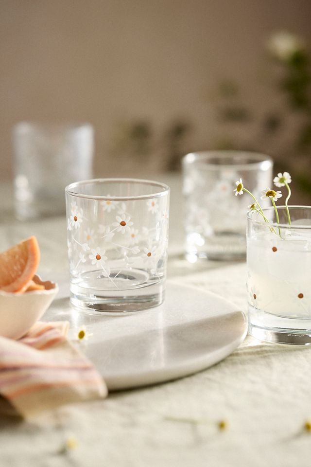 Daisy Etched Tumblers, Set of 4 #1