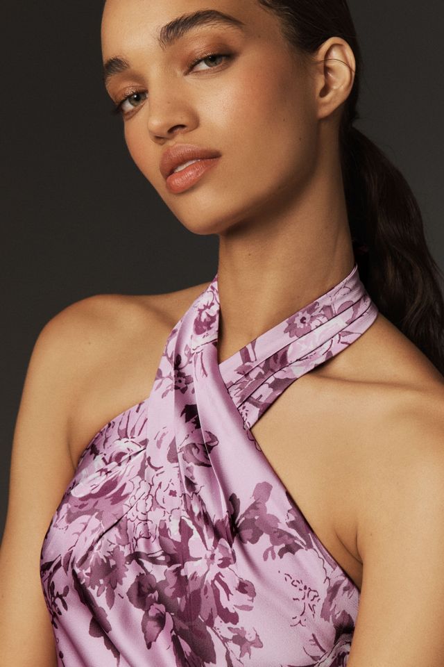 BHLDN Ruby Twist Halter Satin Gown #1