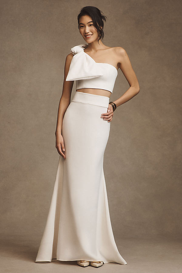 Moda Zeta Serena High-waisted Fit & Flare Maxi Skirt In White