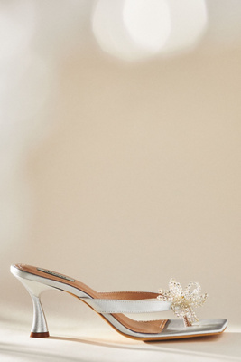 Vanina Floral Heels In Silver