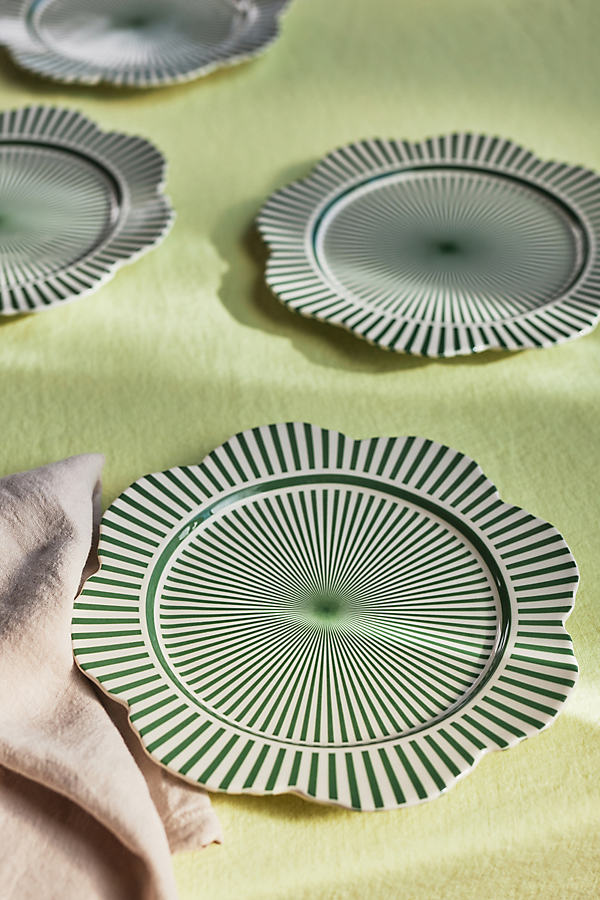Anthropologie Lyla Striped Side Plates, Set Of 4 In Green
