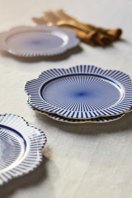 Anthropologie Lyla Striped Side Plates, Set Of 4 In Blue