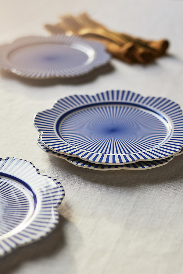 Anthropologie Lyla Striped Side Plates, Set Of 4 In Blue
