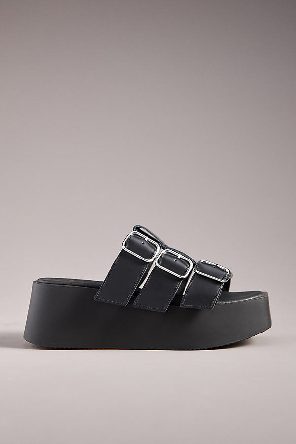 By Anthropologie Platform Triple-strap Sandals In Black