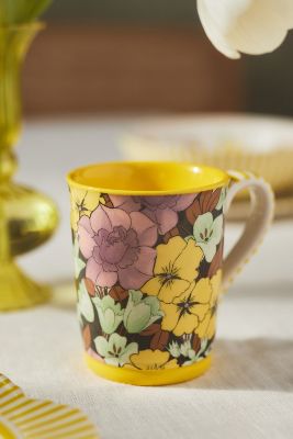 Anthropologie Lyla Floral Mug In Yellow