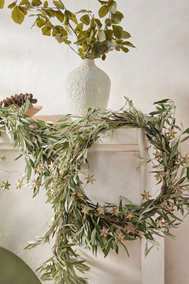 Terrain Fresh Olive Leaf Garland In Green