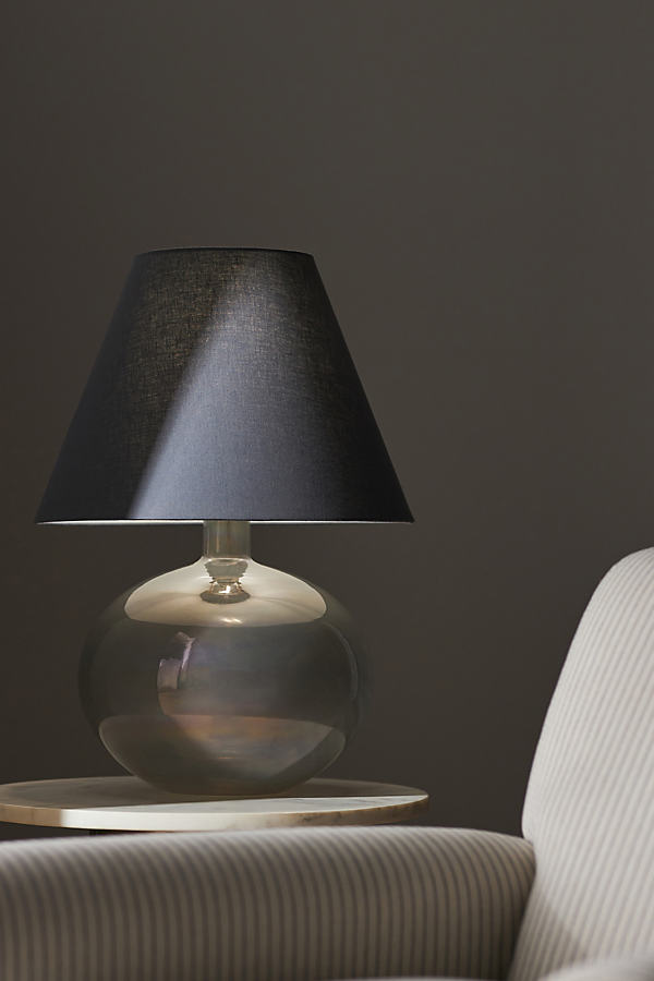 Anthropologie Flourish Iridescent Glass Table Lamp In Black