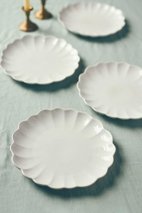 Anthropologie Beatriz Dinner Plates, Set Of 4 In White