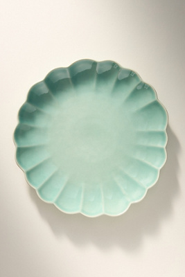 Anthropologie Beatriz Scalloped Dinner Plates, Set Of 4 In Green