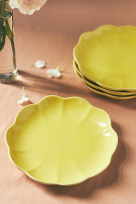 Anthropologie Beatriz Dessert Plates, Set Of 4 In Yellow