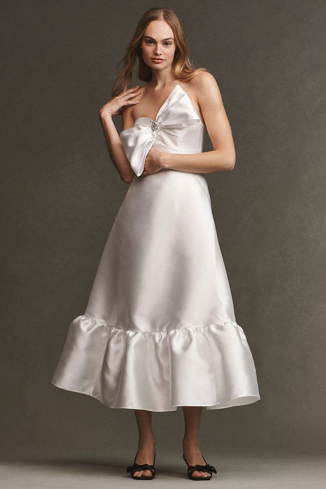 Hutch Strapless Crystal Bow-Tie Midi Dress | Anthropologie