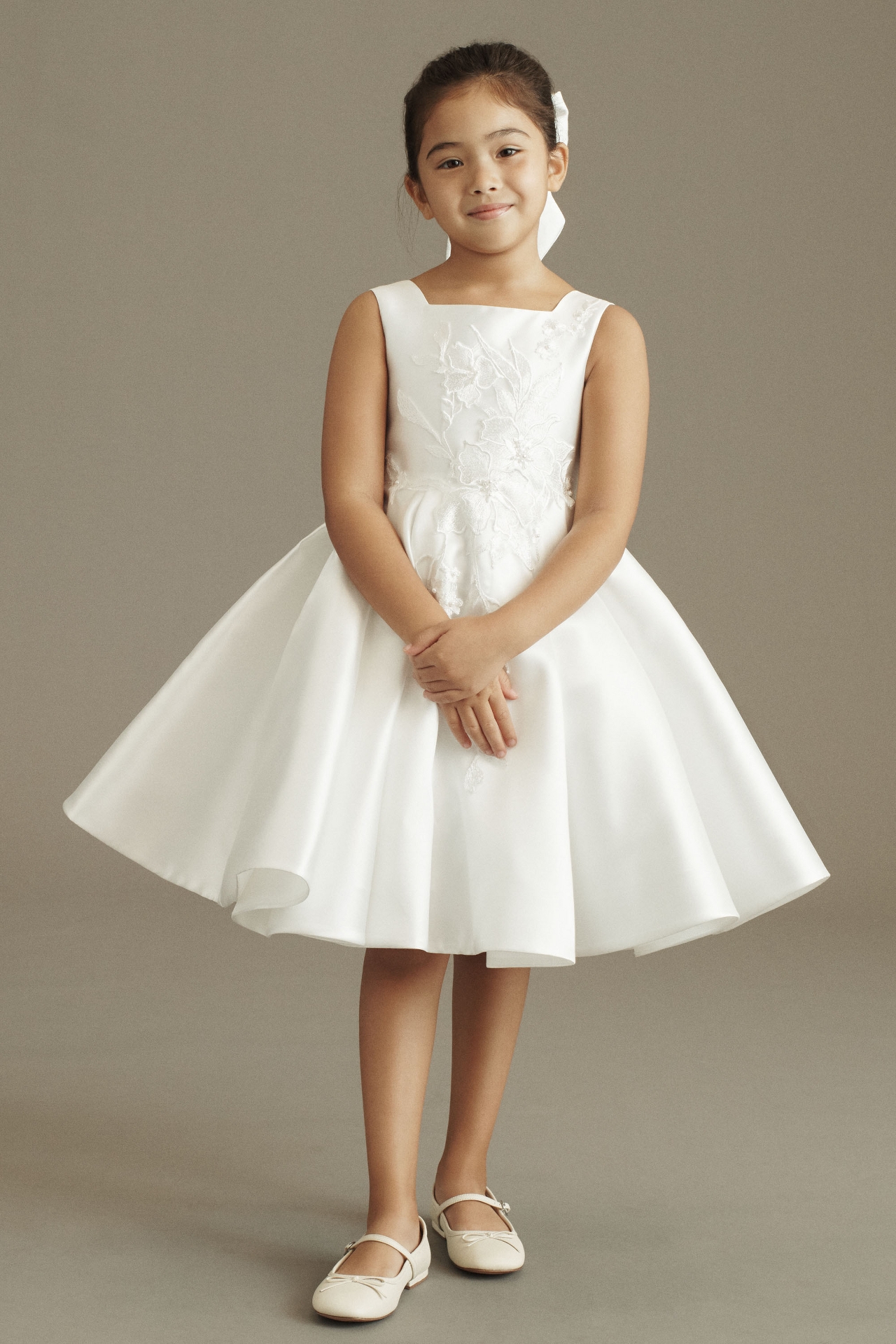 Princess Daliana Embroidered Satin Flower Girl Dress