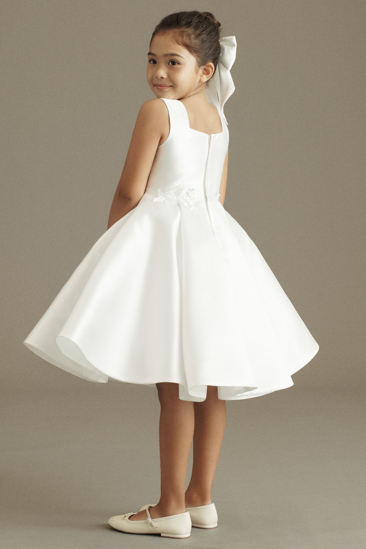 Princess Daliana Embroidered Satin Flower Girl Dress