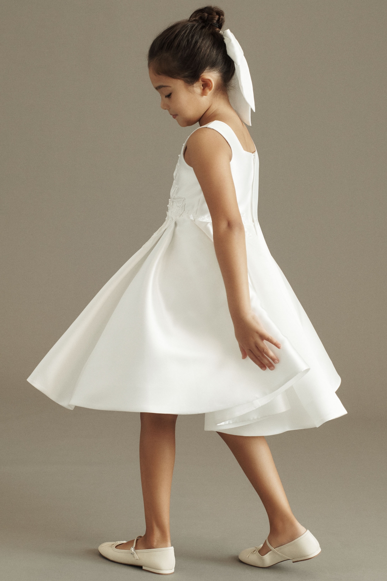 Princess Daliana Embroidered Satin Flower Girl Dress