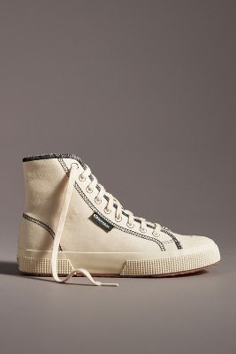 Superga 2295 Drill Overlock Stitching High-top Sneakers In White