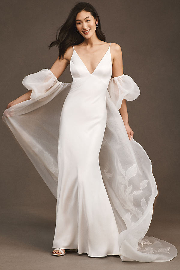 Jenny Yoo Giselle Puff-sleeve Bridal Cape Jacket In White