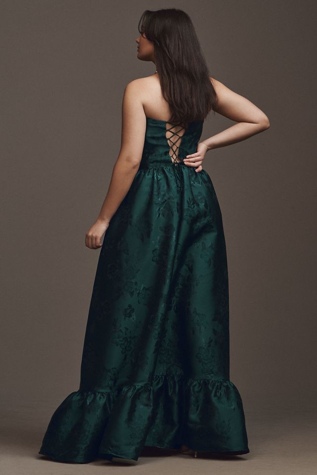 V. Chapman Charlotte Strapless Corset Side-Slit Dress #4