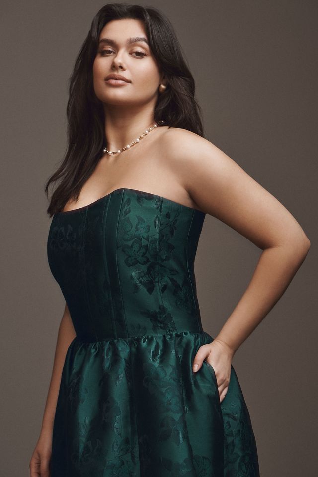 V. Chapman Charlotte Strapless Corset Side-Slit Dress #5