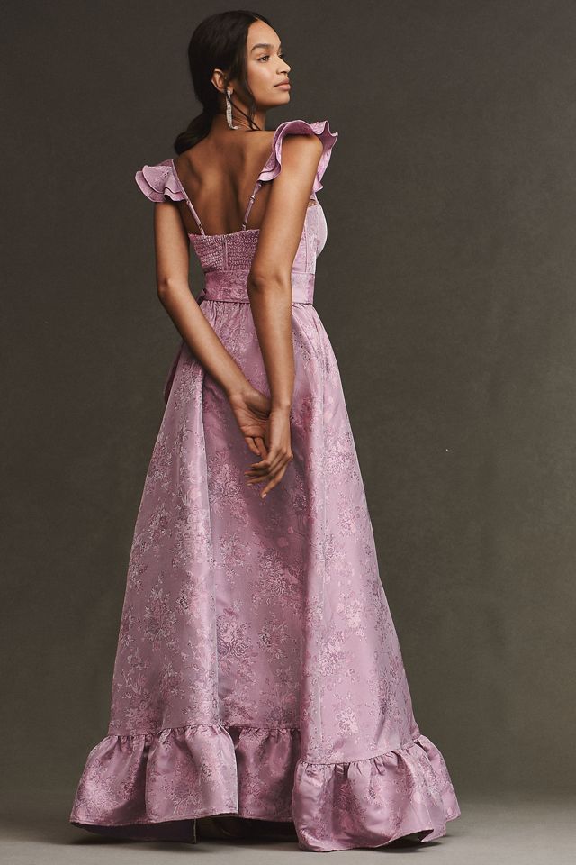 V. Chapman Veronica Corset Ruffle Side-Slit Dress #2