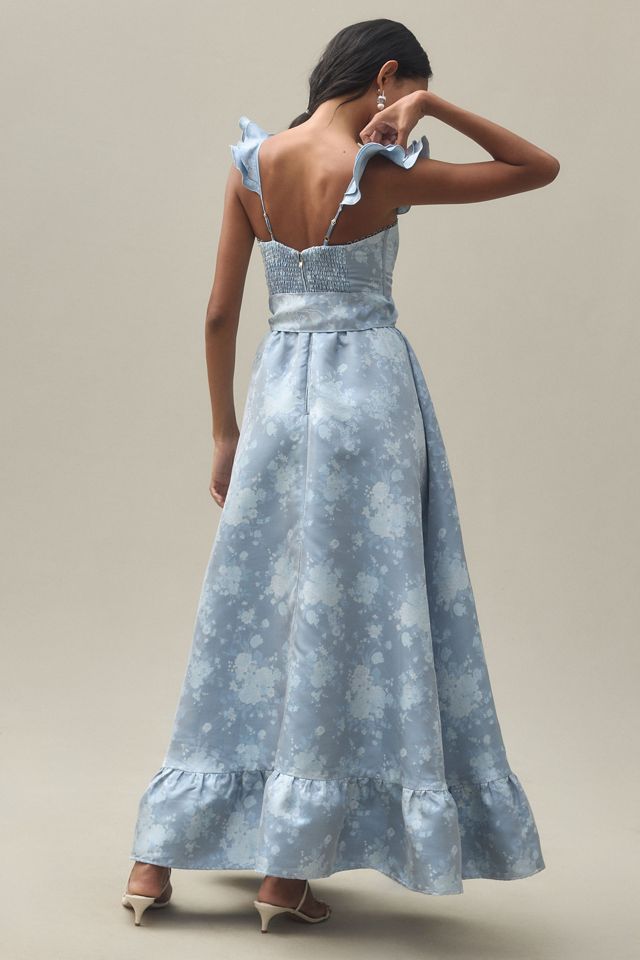 V. Chapman Veronica Corset Ruffle Side-Slit Dress #2