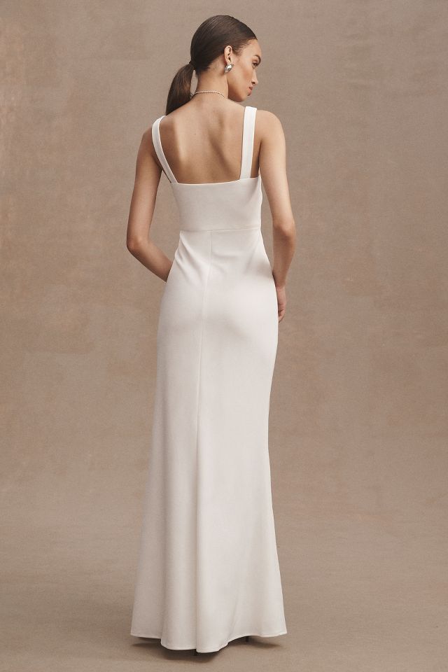 BHLDN Blake Sheer Square Neck Stretch Crepe Gown Anthropologie