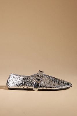 Jeffrey Campbell Mary Jane Shelly Flats In Silver